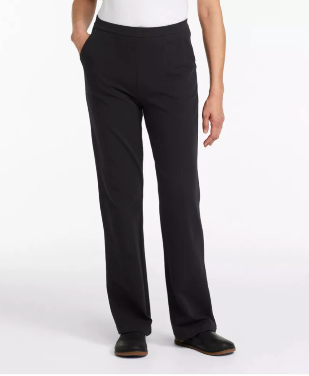LL Bean Women's MP Perfect Fit Straight Leg Pull On Pants Black Pockets